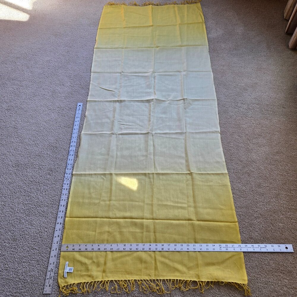 NWOT Banana Republic Yellow Ombre Lightweight Fringed Wool Scarf